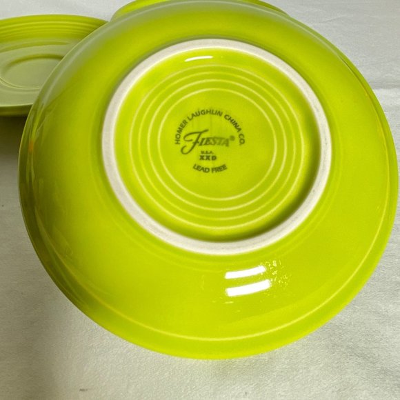 Fiesta Flat Cup & Saucer Set Of Two 2 Lemongrass by HOMER LAUGHLIN USA - Picture 6 of 12